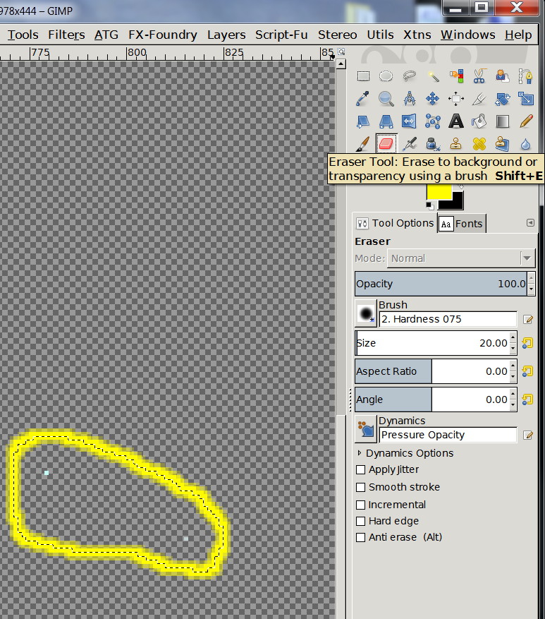 gimp background eraser