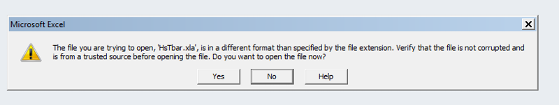 Excel HsTbar error