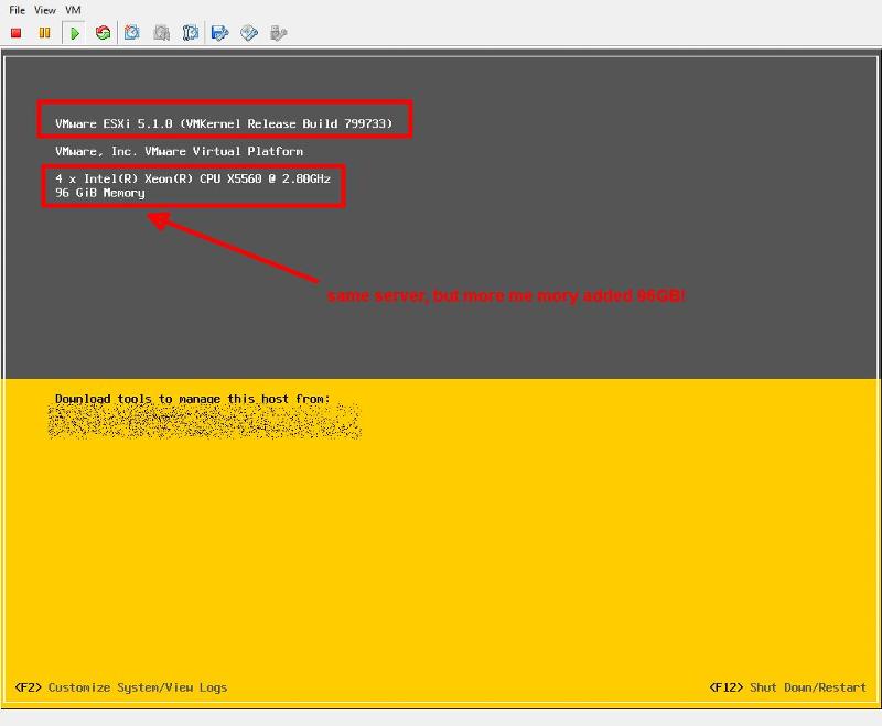 ESXi 5.1 with 4 CPUs and 96GB of RAM
