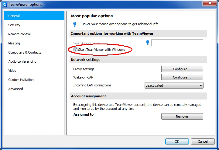 prevent teamviewer from starting with windows