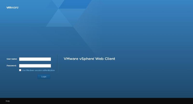 VMware vSphere Web Client login via web browser