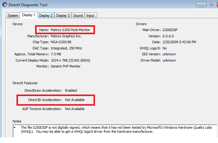 directdraw acceleration not available