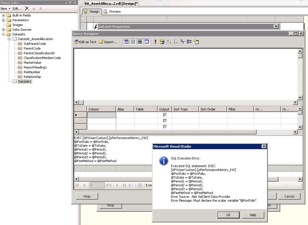 Solved: SSRS Report with Multiple Datasets Using Stored Procedure ...