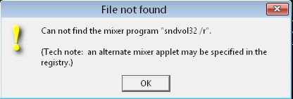 can not find the mixer program sndvol32 r