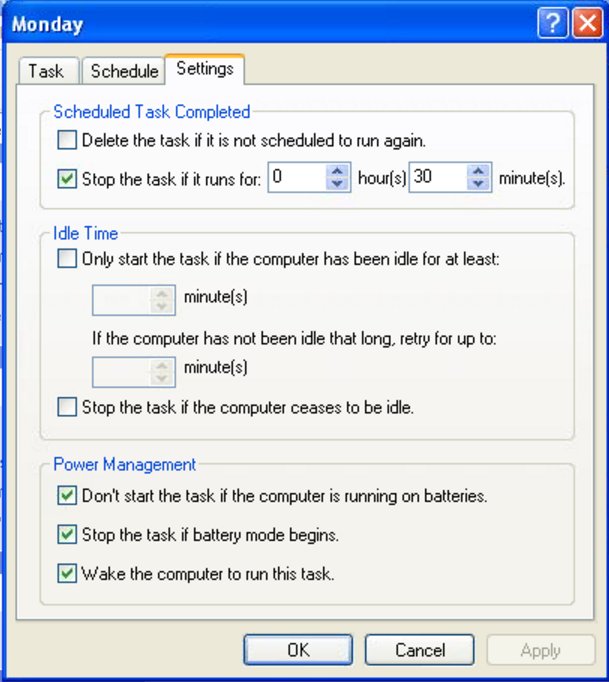 Task setting. Windows app Runner program.