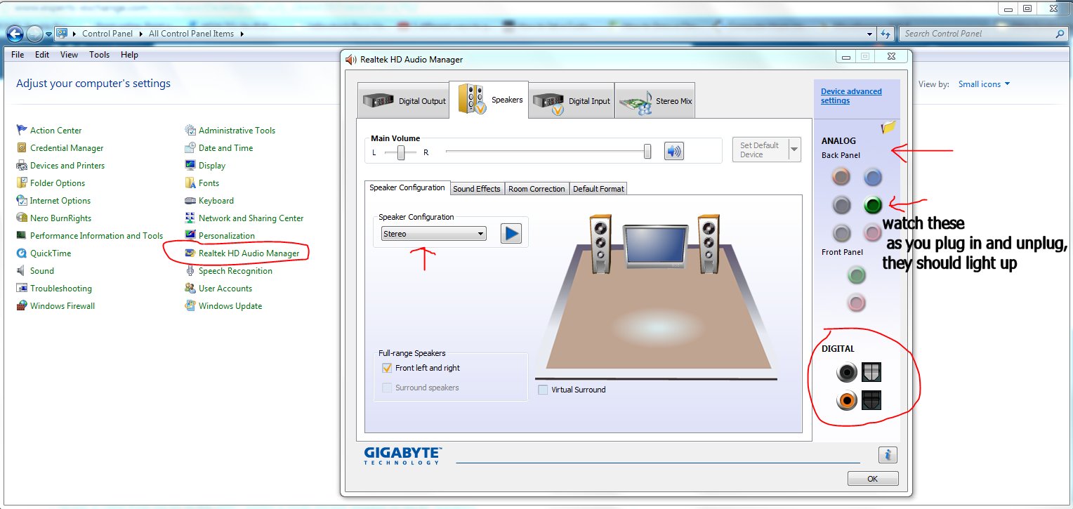 how to put a headset on realtek hd audio manager