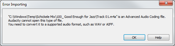 import m4a to audacity