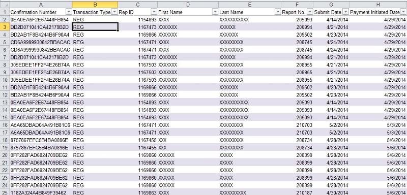 Alternating rows