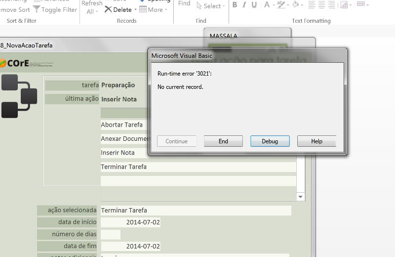 Solved nms/access 2013 error "no current record" after Movenext