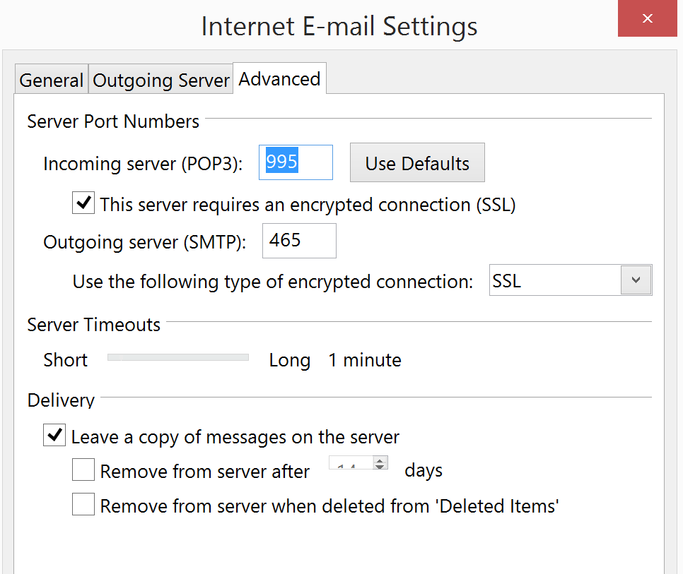 comcast email server settings outlook for vista