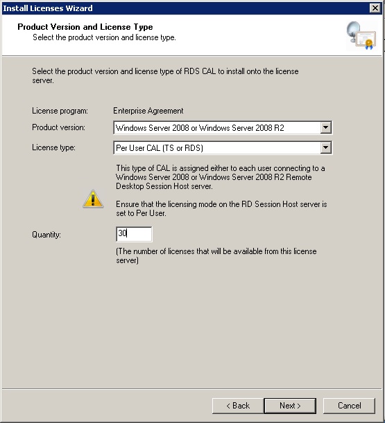 client license for windows terminal services 2012 r2