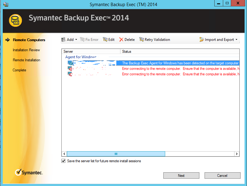backup exec error connecting to the remote computer wmi