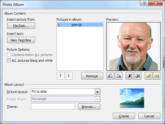 how to insert a photo album in powerpoint 2010