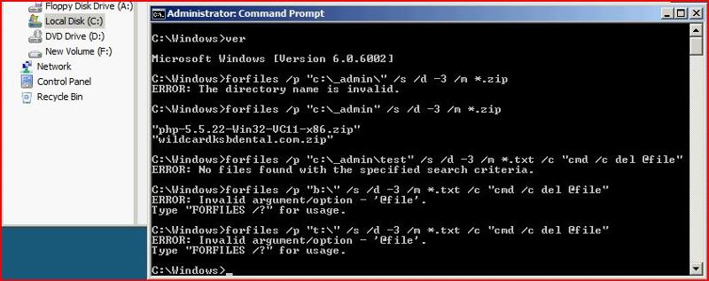 Solved: Batch file script not working in Windows 2008 | Experts Exchange