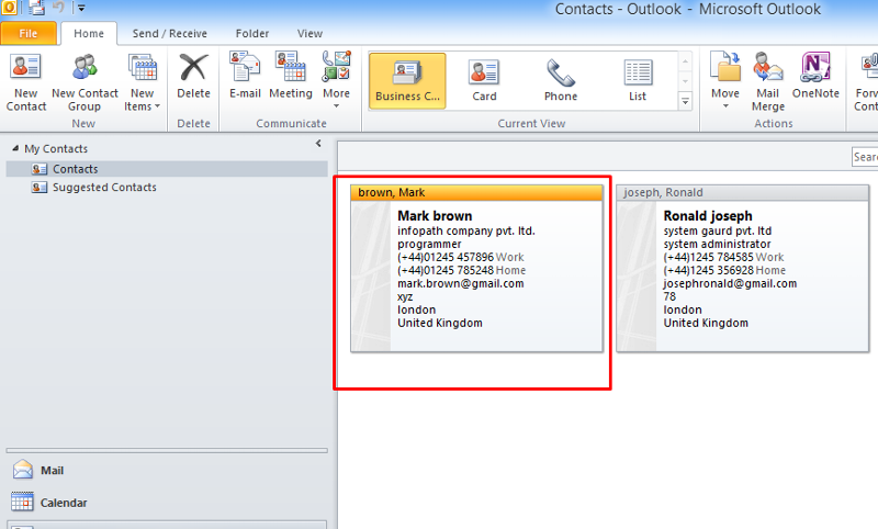 how to export contacts from outlook 2010 to vcard