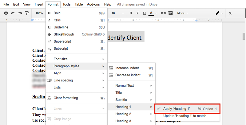 add a chapter to table of contents gogle docs