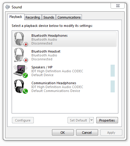 Bluetooth headset connected but no sound windows 7 64-bit