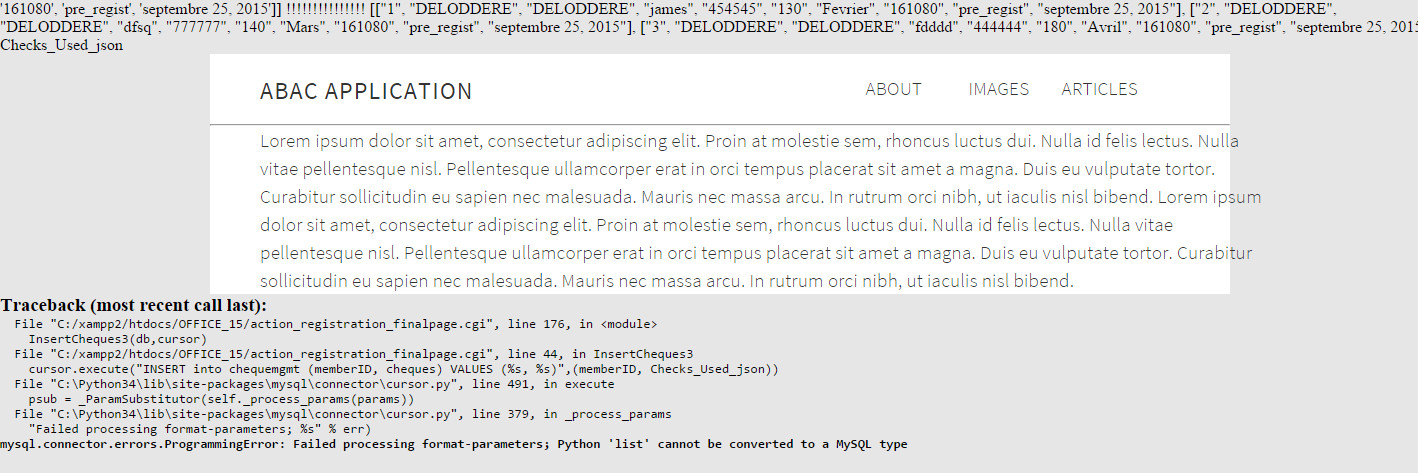 Solved: Problem inserting PYTHON list into mysql table. | Experts Exchange