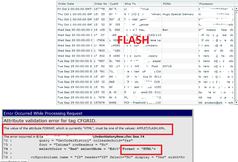 Order History in Flash and HTML