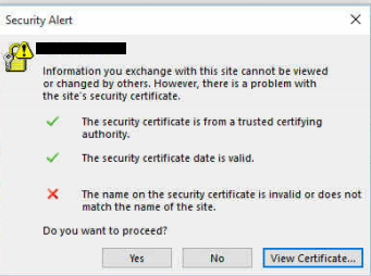 The name on the security certificate is invalid or does not match