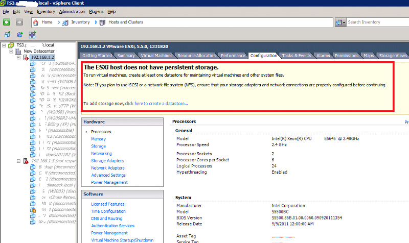 vsphere datsstore is inaccessible