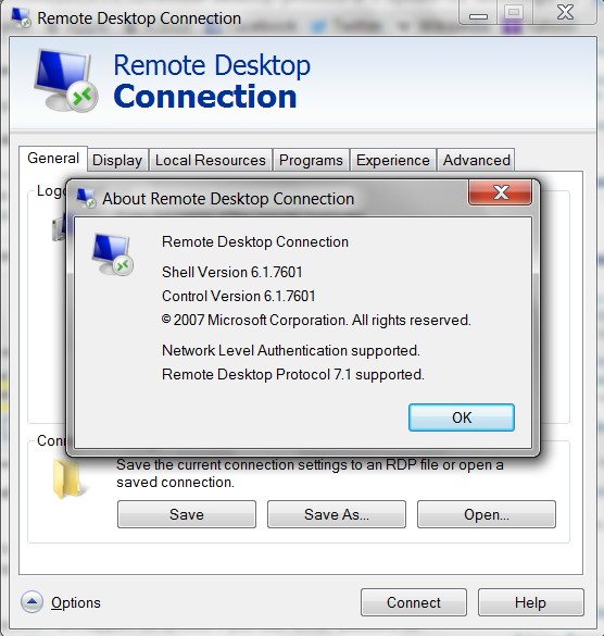 Windows remote desktop connection