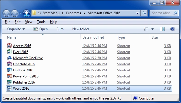 office 2016 folder location