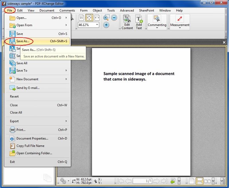 how to rotate pdf document and save