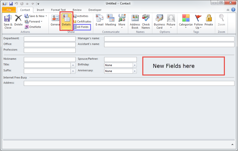 create outlook email template with fillable fields