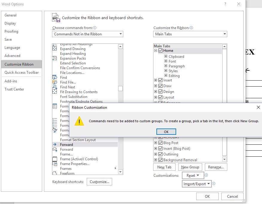 Solved: Word 2016 - Add web Forward/Back Buttons to Ribbon | Experts