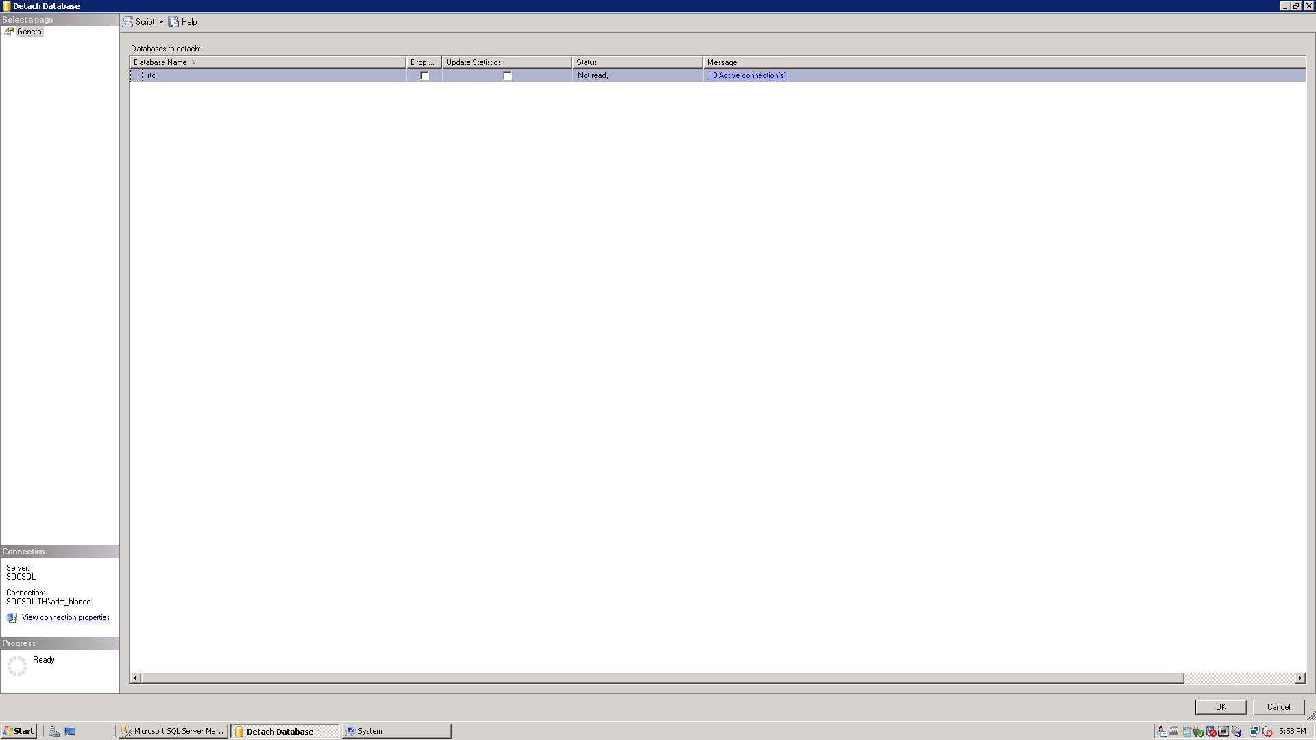 Solved Database status showing "Not Ready" Experts Exchange