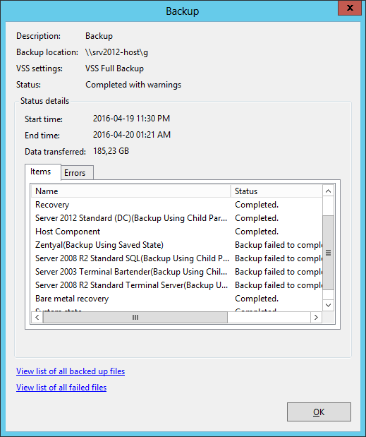Solved Server 2012 Windows backups HyperV failing Experts Exchange