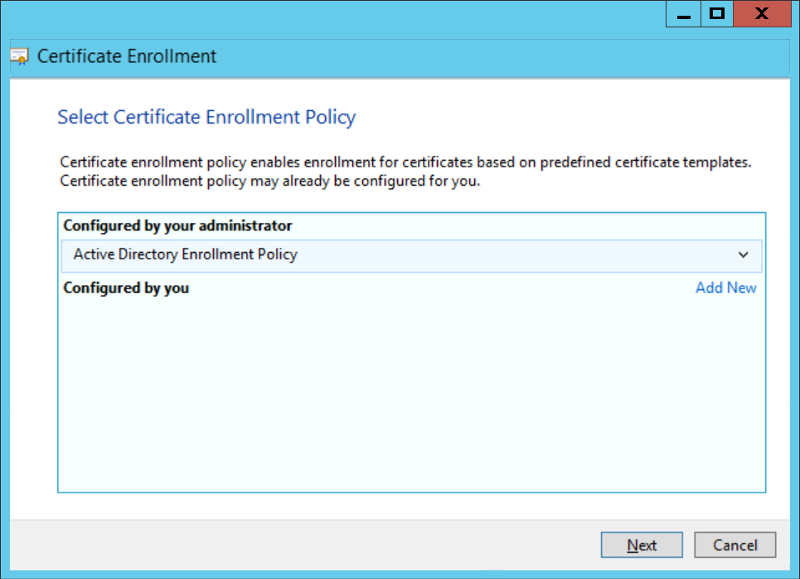 Server certificate expired. Active directory enrollment policy. certificate of enrollment.