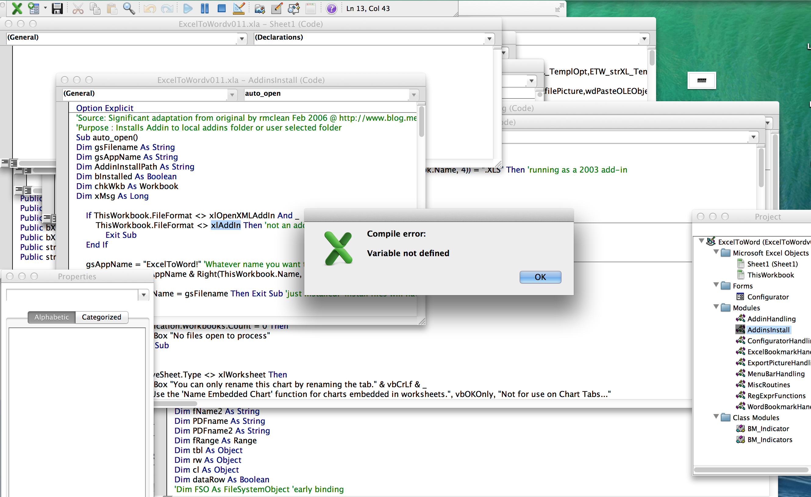 excel for mac vba break code