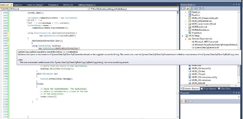 Solved: Error when doing a SqlBulkCopy | Experts Exchange