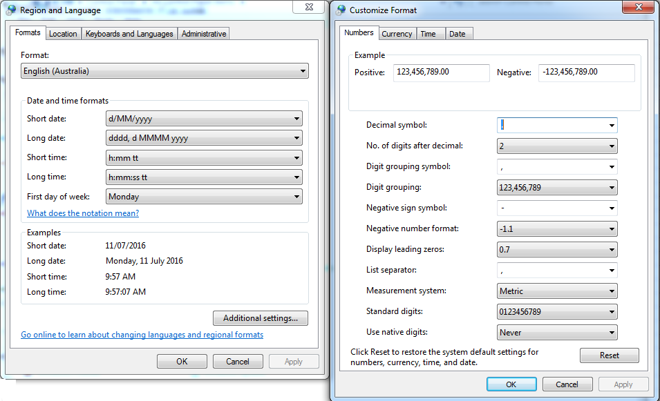 System default settings. Time format. Control Panel Region and language. Control Panel > Region and language > Administrative. Locale formats.