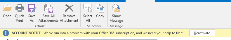 account notice office 365