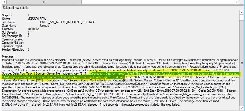 Solved: SSIS package failing | Experts Exchange