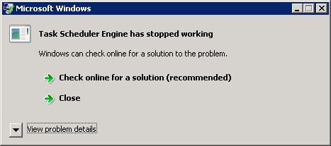 Scheduler error message when logged on.