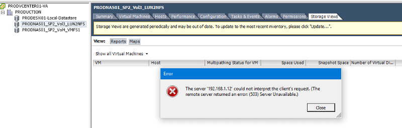 VCenter error