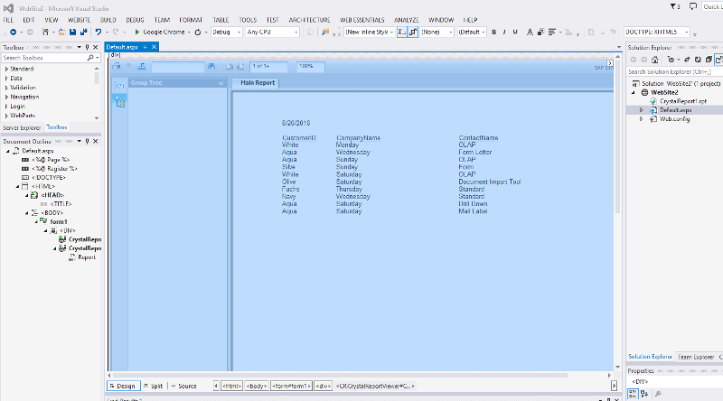 my Default.aspx page layout