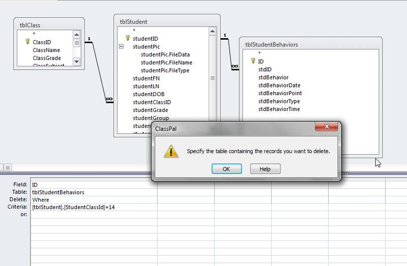 Ms Access 2010 "Specify the table containing the records