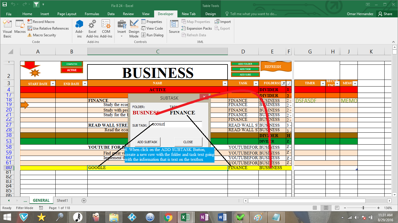 Solved: Adding subtask that shows in userform and then creates in new ...