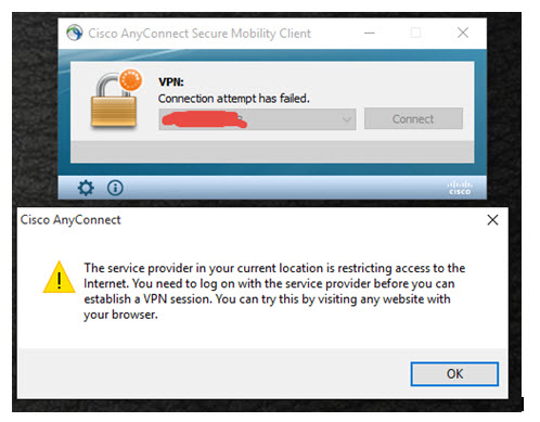 Cisco anyconnect ошибка подключения Solved: RA VPN error (service provider in your location is restricting access) E