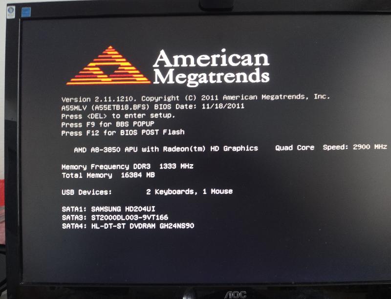 Boot the computers 2 SATA drives and a DVD Drive shown