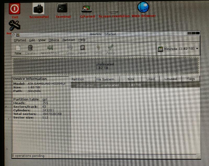 Unallocated in GParted, SDA properties