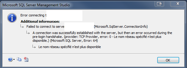 sql server error 64