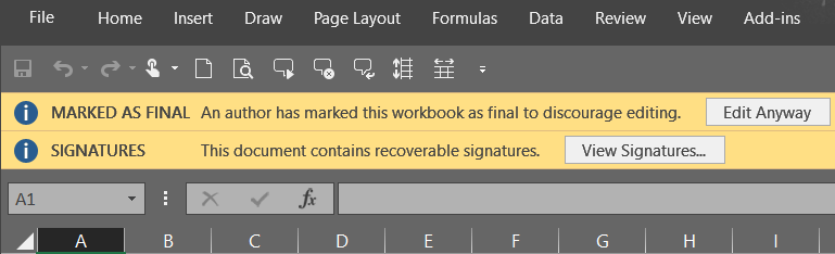 sign a document in excel