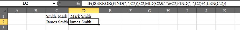 Solved: Flip names in Excel | Experts Exchange