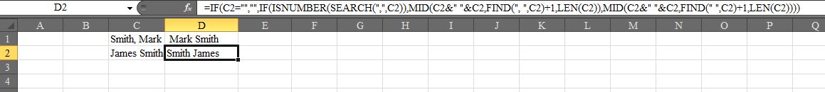 Solved: Flip names in Excel | Experts Exchange